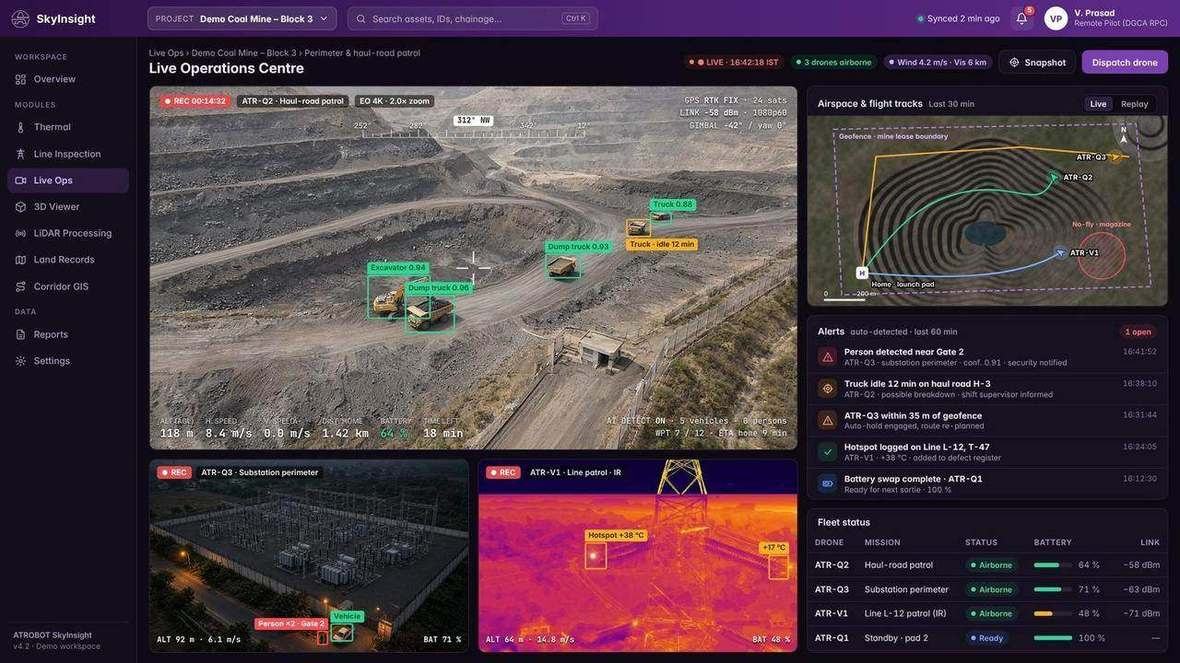 Product UI for surveillance and monitoring.